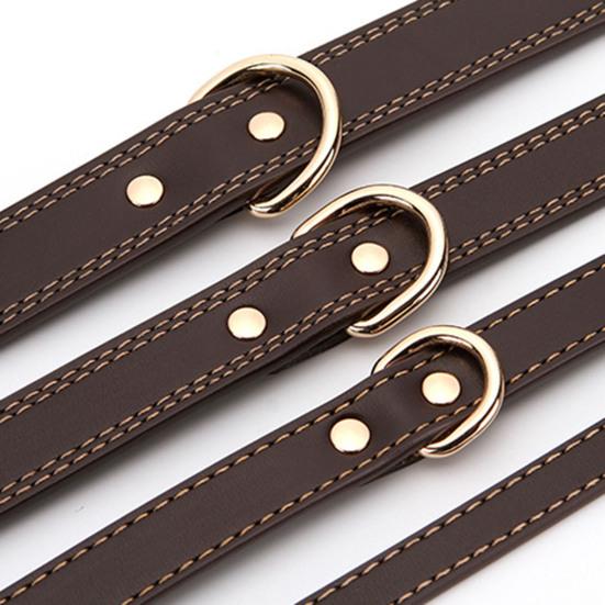 Collar Metal Buckle Adjustable Faux Leather Dog Collar for Outdoor