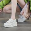 5521 Frühling und Sommer neue dicksohlige Rindsleder weiße Schuhe Damen Sport und Freizeit klassische vielseitige Board-Schuhe