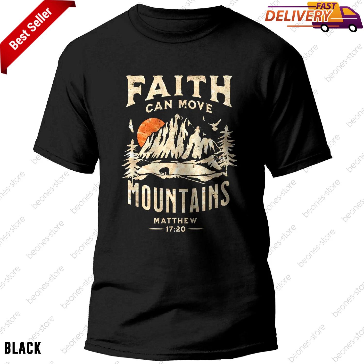 Christian Faith T-shirt Faith Can Move Mountains Vintage Inspirational Gift Tee 2XL