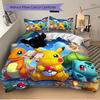 Pikachu Friends Print 3Pcs Bedding Setduvet Cover With 2 Bedropillowcase Home Birthday Gift