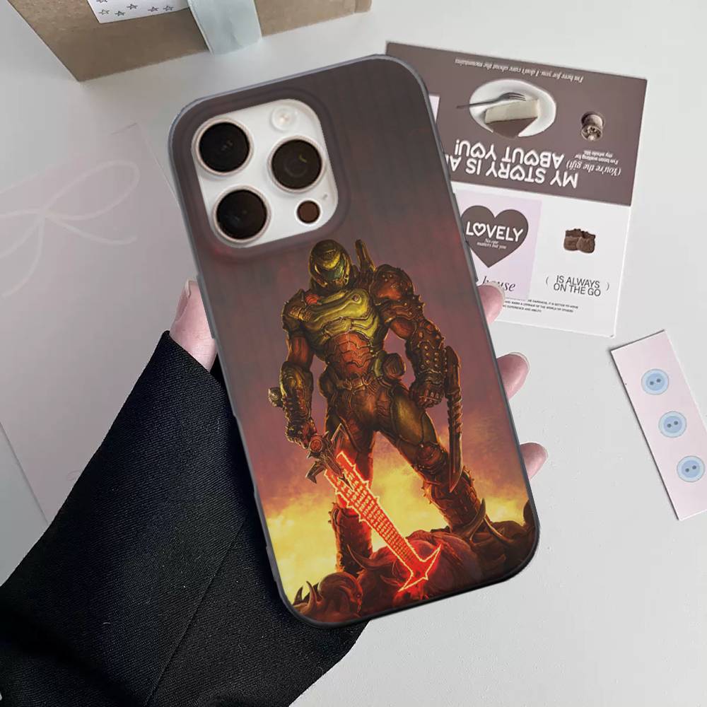 

Cool Game H-DOOM Eternal-S For iPhone 17 16 15 14 13 12 11 Pro Max Plus Pro Clear Phone Cover Non-Slip Shell iPhone 11 pro