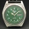 VINTAGE SEIKO 5 AUTOMATIC JAPAN MENS GREEN COLOR DIAL WATCH a708771-1