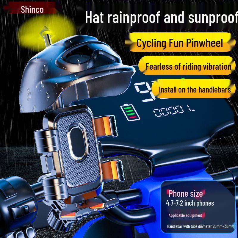 Shockproof Phone Holder for Electric Vehicle - Anti-Shake, Small Helmet, Windmill Design for Motorcycle Delivery Riders