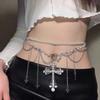 Adjustable Y2K Silver Waist Chain Acrylic Beads Crystal Tassel Waistband  Skirt Suit Decoration