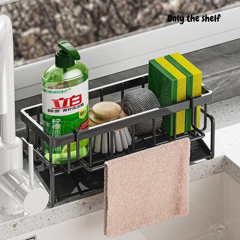 1pcs Kitchen Shelf Countertop Multifunctional Sink Cloth Drain Rack Dishwashing Cloth Sponge Detergent Steel Ball Storage