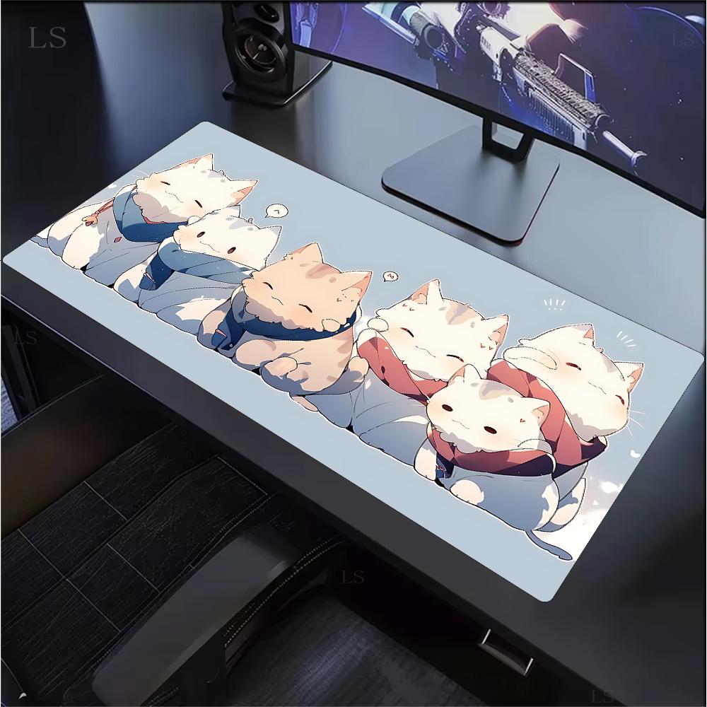 Cute Cartoon Cat Mouse Pad Large Computer Keyboard Mouse Pad Kawaii Natural Rubber AntiSlip Mat Perfect Gift Girlfriend Women