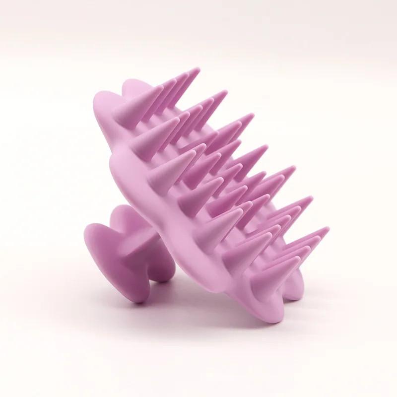 

Силиконовая насадка-щетка для шампуня, массажная расческа для кожи головы, тщательно очищает кожу головы, щетка для тела для ванны, салонный парикмахерский инструмент фиолетовый
