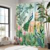 Peacock Landscape Pattern Bathing Curtain  Bathroom Letters Shower Curtain Waterproof With 12 Hooks Fishes Home Deco Free Ship