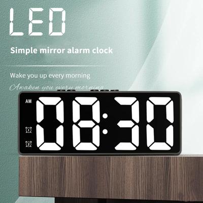 LED Spiegel Tisch Uhr Digital Alarm Snooze Display Zeit Desktop Elektronische Tisch Uhren Desktop Uhr