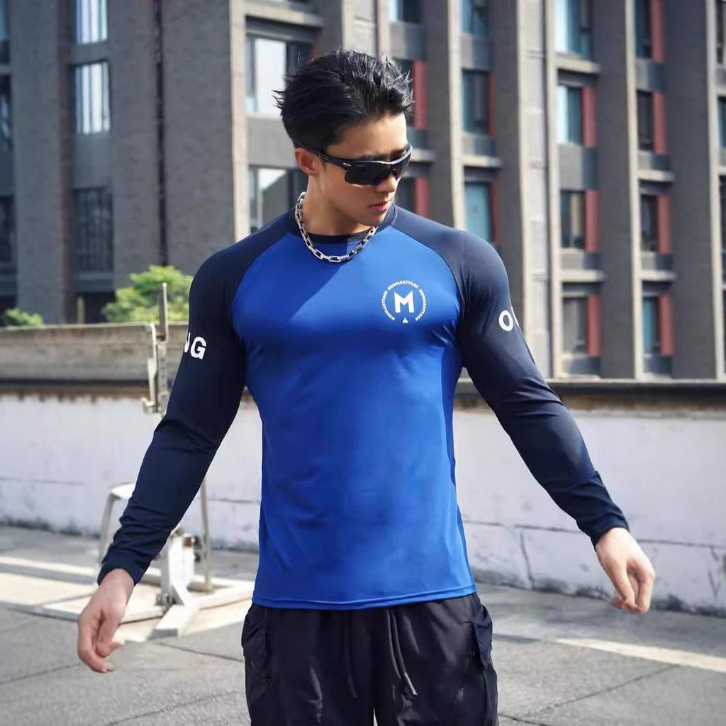 Men's Autumn Training T-Shirt: Short Sleeve, Colorblock, Elastic Sportswear for Basketball & Running