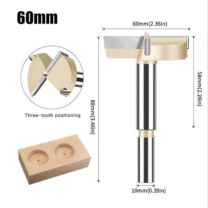 

Сверло для сверления отверстий в петлях Фреза для деревообработки Forstner Фреза из карбида вольфрама 15-60 мм 60mm золотой