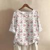Women's Fashionable And Casual Shirt Half-sleeve Round Neck Print Blouse Top
