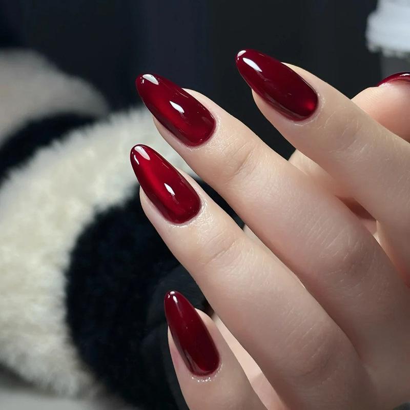 Simple Retro Burgundy White Cat Eye Fashion Girl Versatile European and American Style Removable Wearable Armor 30 Pieces