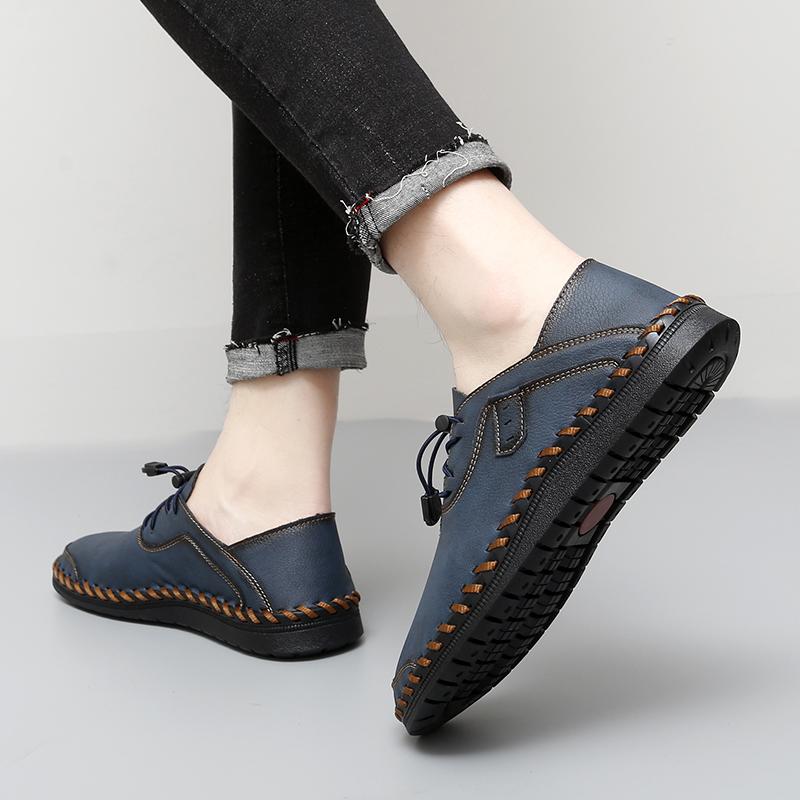 Men's Handmade Leather Shoes Comfortable Loafers Slip On Flats Outdoor Walking Shoes Moccasins