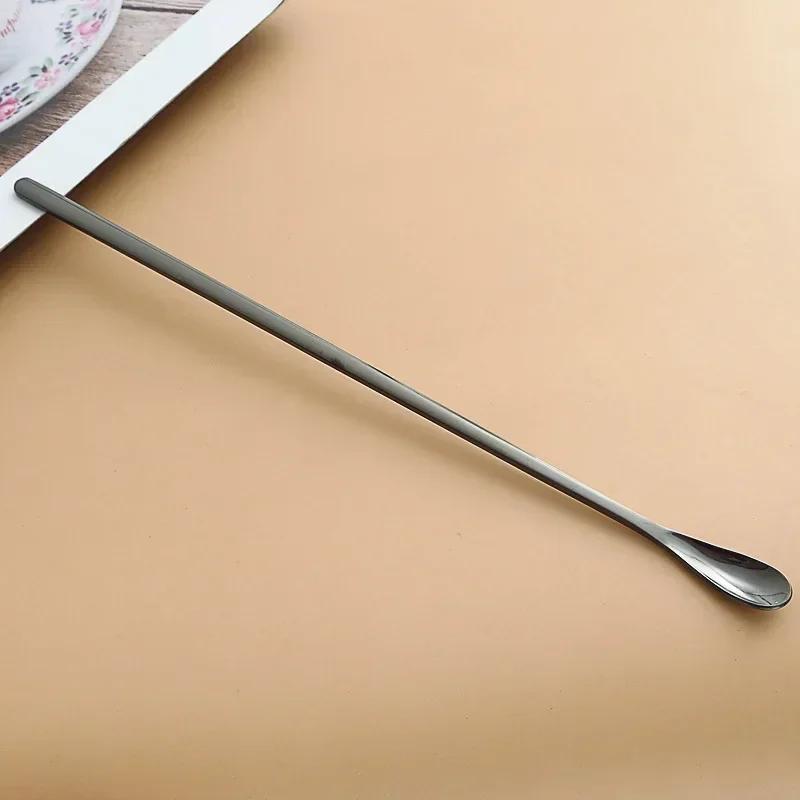 Stainless Steel Long Handle Coffee Stirring Spoon with Waterdrop Shape Ideal for Honey and Cocktail Mixing Bar Tool