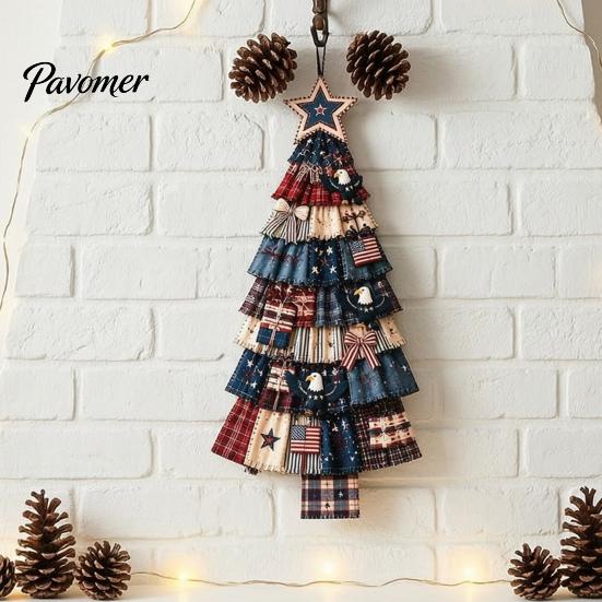 Cadeau d'artisanat de Noël pour adultes Kit d'arbre patchwork surdimensionné à faire soi-même, Ensemble d'assemblage en tissu à carreaux rétro Art des fêtes et avec des ornements suspendus Maison