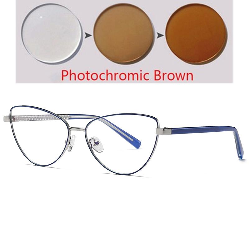 0 -0.5 -0.75 To -6.0 Blue Light Blocking Cat Eye Nearsighted Glasses For Women Metal Shortsighted Prescription Glasses Women
