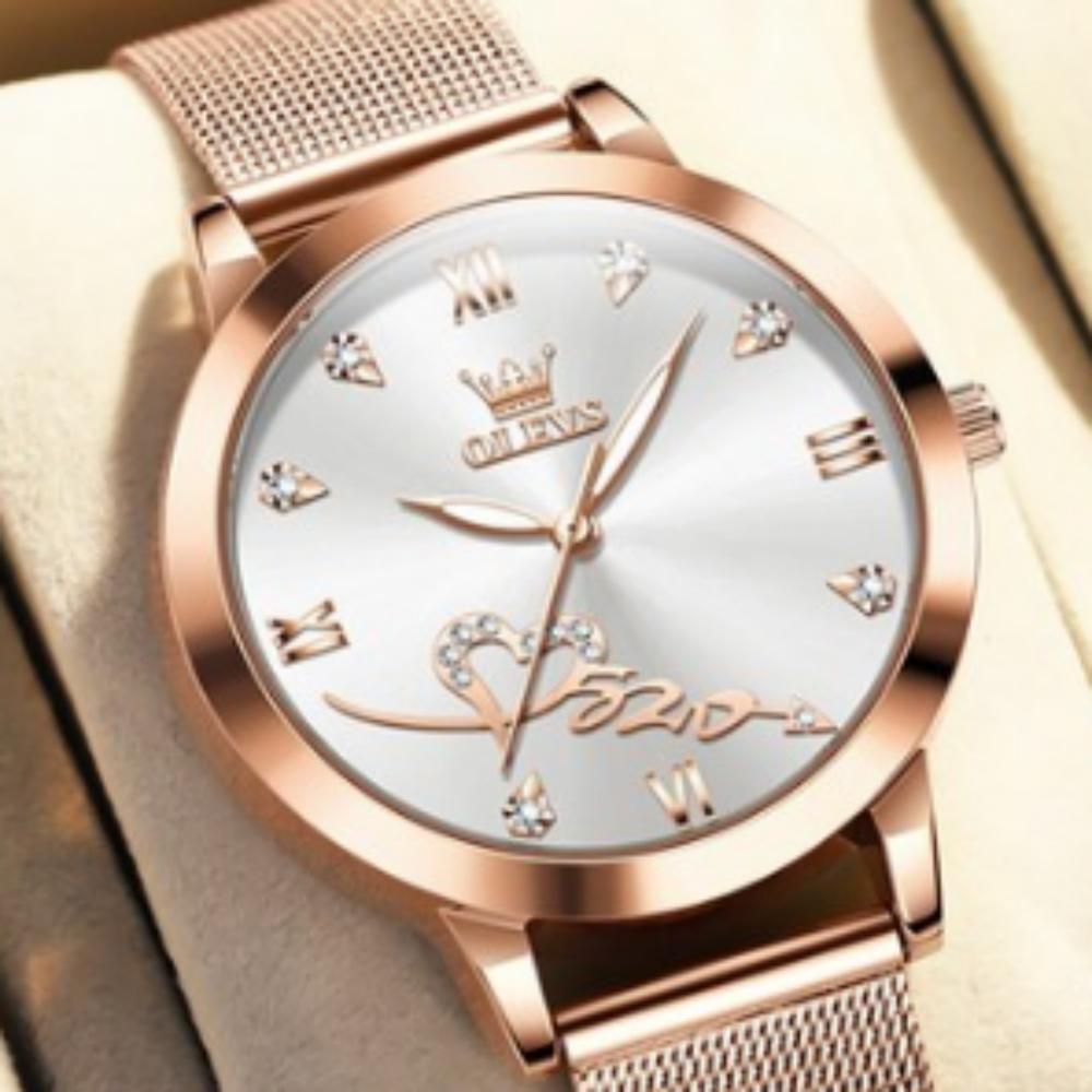 OLEVS Women's Wristwatch Genuine Quartz Luxury Waterproof Luminous Metal Watch