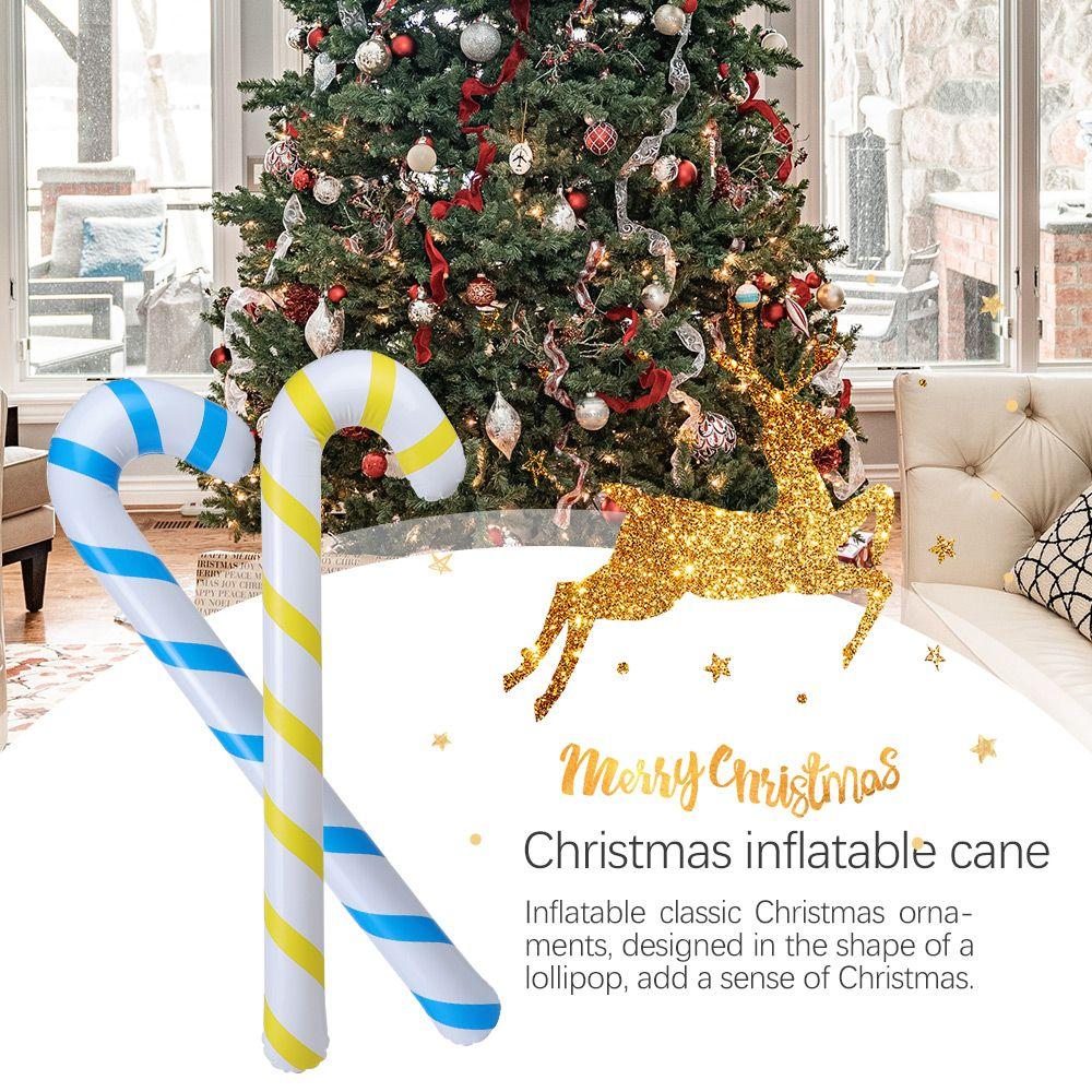 Home Party Balloons Santa Claus Walking Stick Christmas Candy Cane Inflatable Toys Crutch Balloons