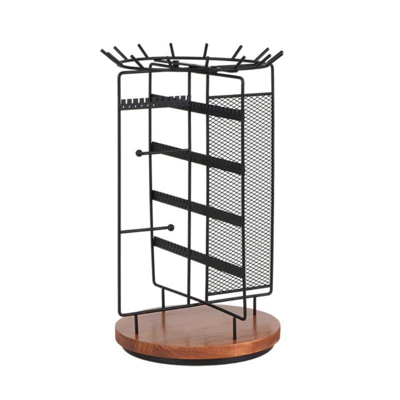 

360 Degree Rotating Jewelry Tower Compact Jewelry Display Stand Storage Rack for Earrings and Necklace Collection 1