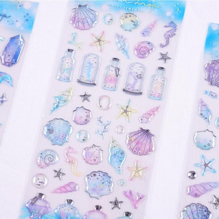 Marine Creature PVC Sticker Embossed Decorative Sticker For Notebook Journal Phone Cover Scrapbooking Embellishments
