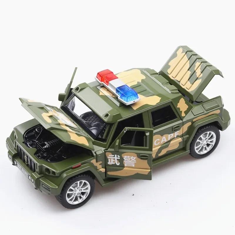 1:32 Legierung Druckguss gepanzertes Offroad-Modell Miniaturautos Spielzeug mit Ton Licht Polizeiauto Rückzieher Swat-Fahrzeuge Geschenke für Jungen