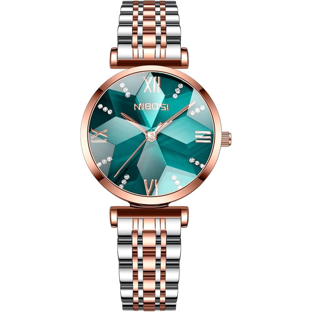 Nibosi Women s Casual Analog Quartz Watch Green Waterproof Stainless Steel