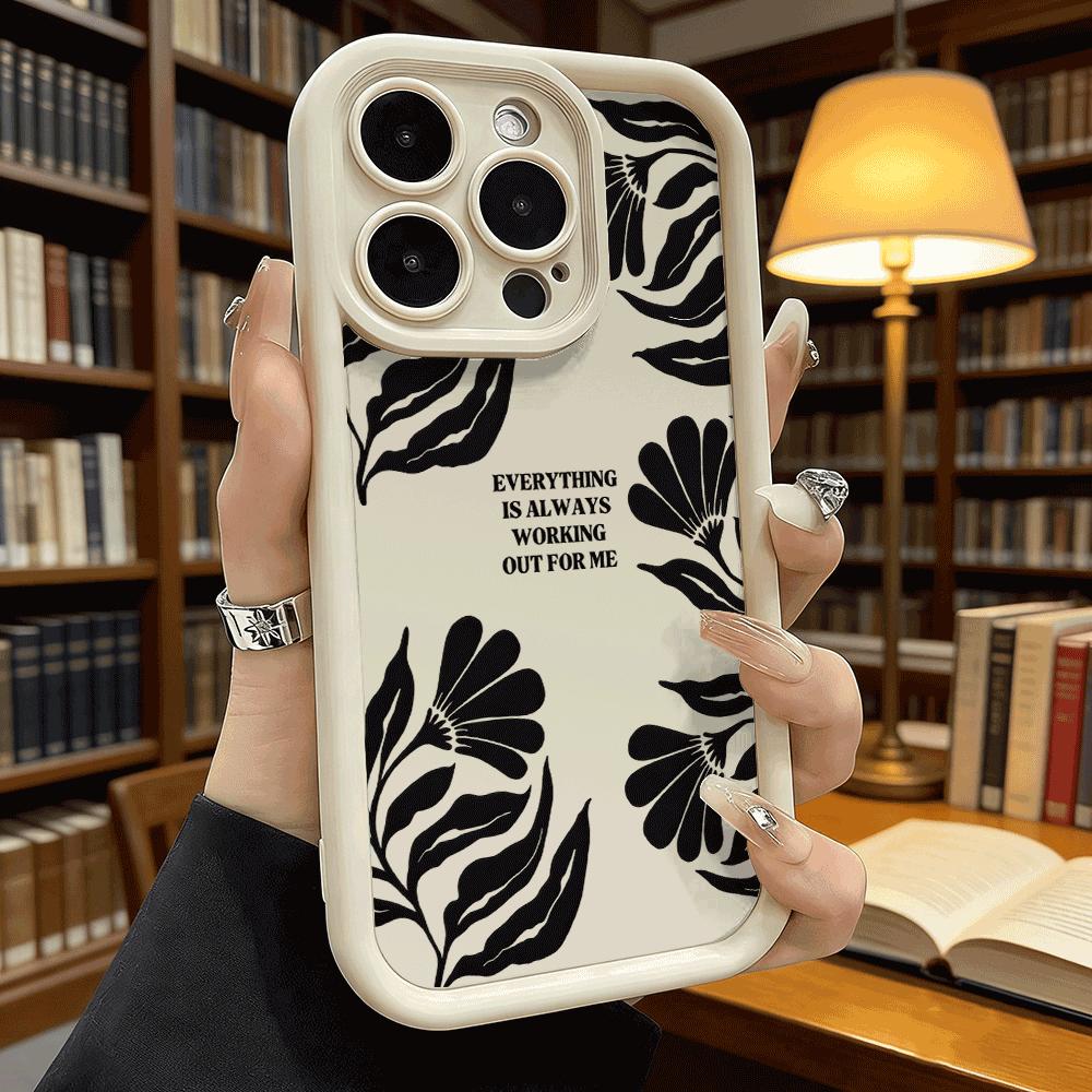 Black Floral Silhouette Soft TPU Shockproof Case For Xiaomi Redmi Note 15 14 13 12 11 Pro Anti-Fall Protective Back Cover