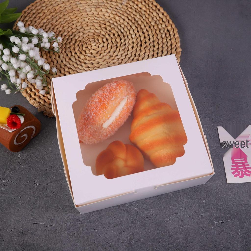 Pastry Box with Window, Kraft Paper Cake Packaging for Egg Yolk Crisps