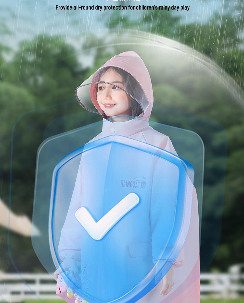 Kids' Stormproof Raincoat with Backpack Space - One-Piece Full-Body Poncho for Primary School Students