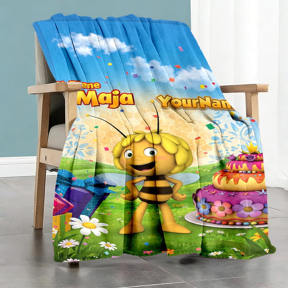 Biene Maja Personalized Text Blanket Gift Customizable Blanket Comfortable Great for Office Seaside Office Chair Picnics for All Occasions