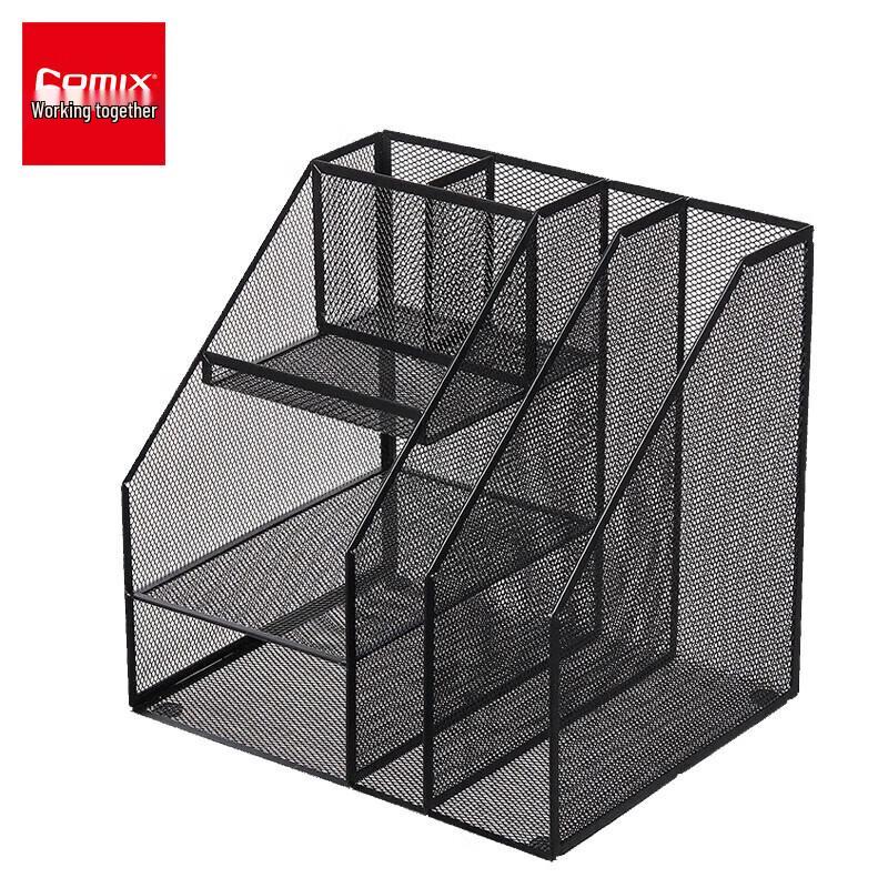 Qixin 3-Tier Metal Mesh Desktop File Organizer with Pen Holder