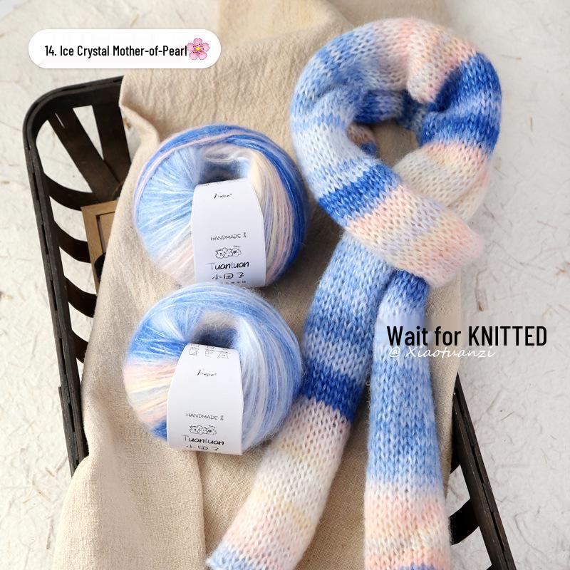 Silk Gradient Rainbow Mohair Yarn Pack for Hand-knitted Scarf/Shawl