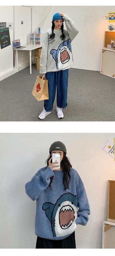 French Couple Niche Design Cute Cartoon Pullover Sweater - Women's Loose Autumn/Winter Outerwear