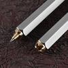 Stainless Steel Hexagonal Tactical Brass Ballpoint Signature Pen Gift Pen
