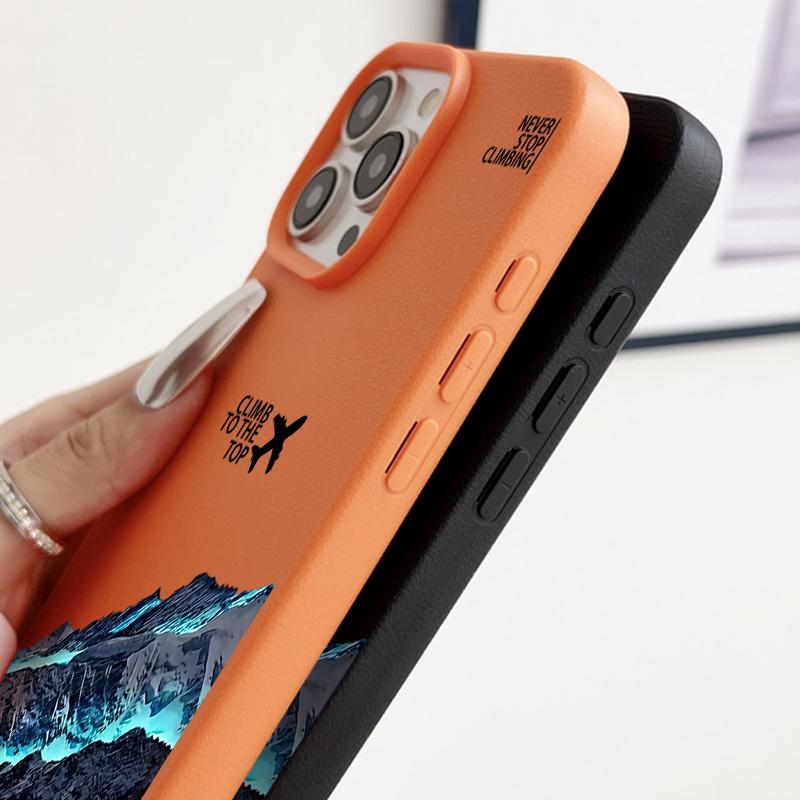 Nárazuvzdorný tenký kryt s motivem hory a letadla pro iPhone 16 15 Pro Max 14 Pro 13 12 11 Ochrana objektivu TPU Textura kůže Matný měkký kryt na telefon