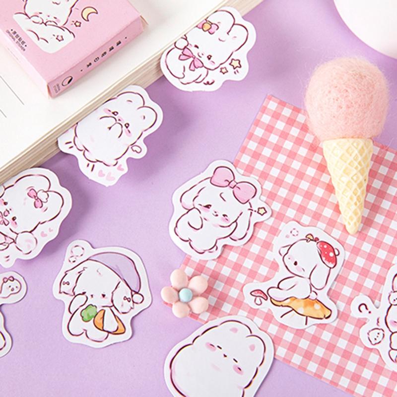 45 KS Kawaii Králičí Samolepky Japonský Styl Roztomilé Samolepky DIY Scrapbooková Samolepka Kreslený Králíček Kancelářské Samolepky Nálepky na Notebook Diář DIY