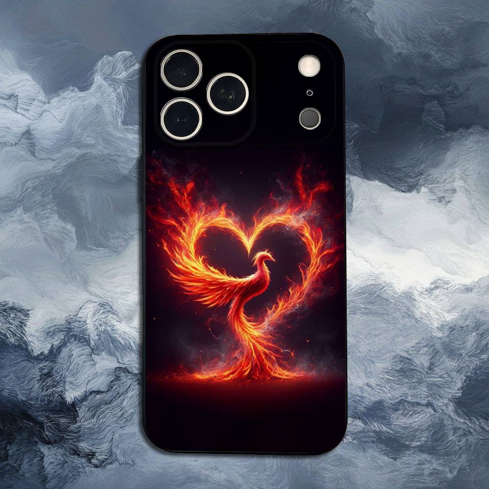 Cool Phoenix For iPhone 12,16,11,14,15,17,13,X,Mini,SE,Max,8,7,XR,XS,Plus,Pro,Soft Silicone Black Case