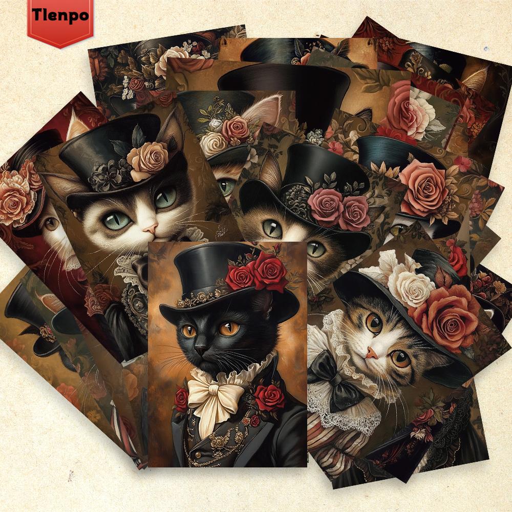32cps, Vintage Cat Postcard, Rose, Birthday/Anniversary Gift, Collectible, Suitable for Gift Giving, Can Be Mailed.