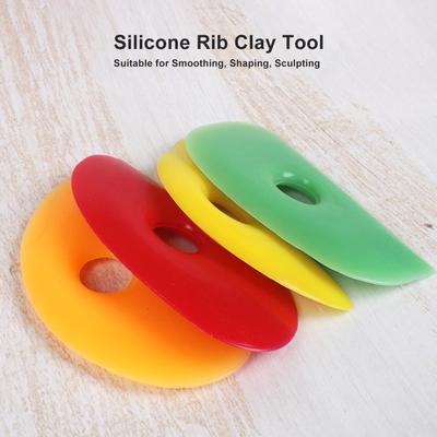4 Pieces Soft Beginner Pottery Tool Set 4 Silicone Ribs Easy Grip No Deform for Hand Building Smoothing Clay Ideal for Schools