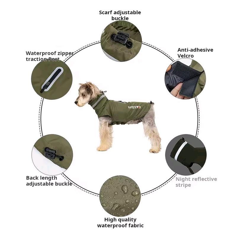Teddy Schnauzer Dog Raincoat With Anti Adhesive Velcro And Reflective Strape Pet Outdoor Small Medium Hoodie Pets Raincoat