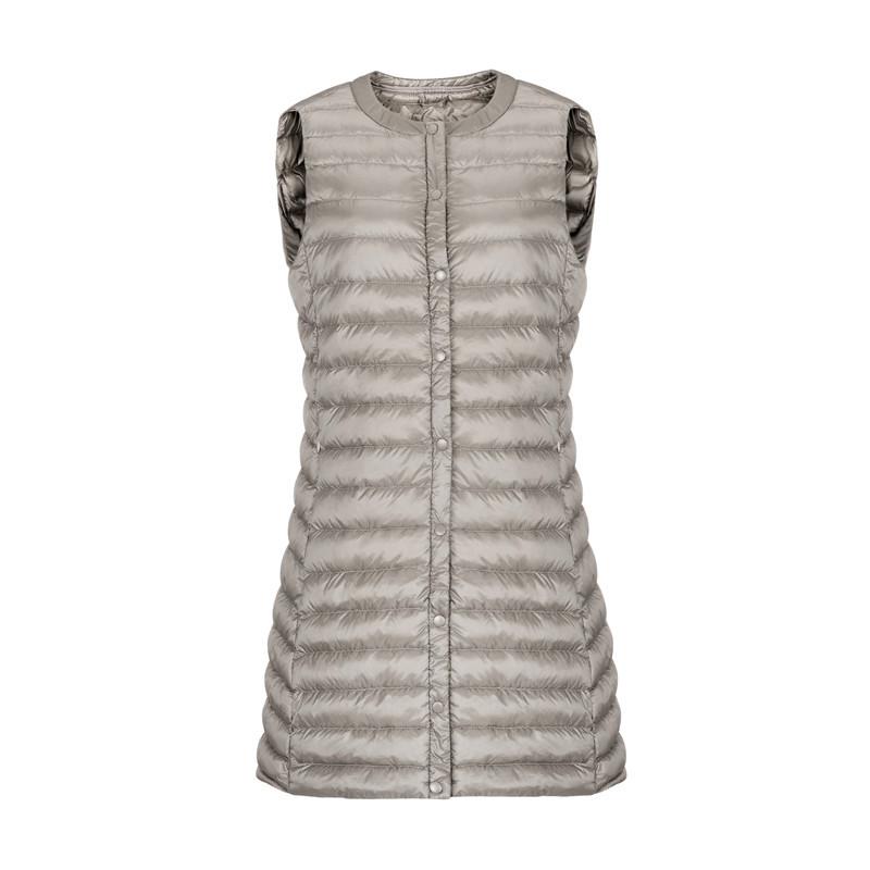 New light down jacket women's medium and long loose and thin versatile vest jacket vest buttons trendy