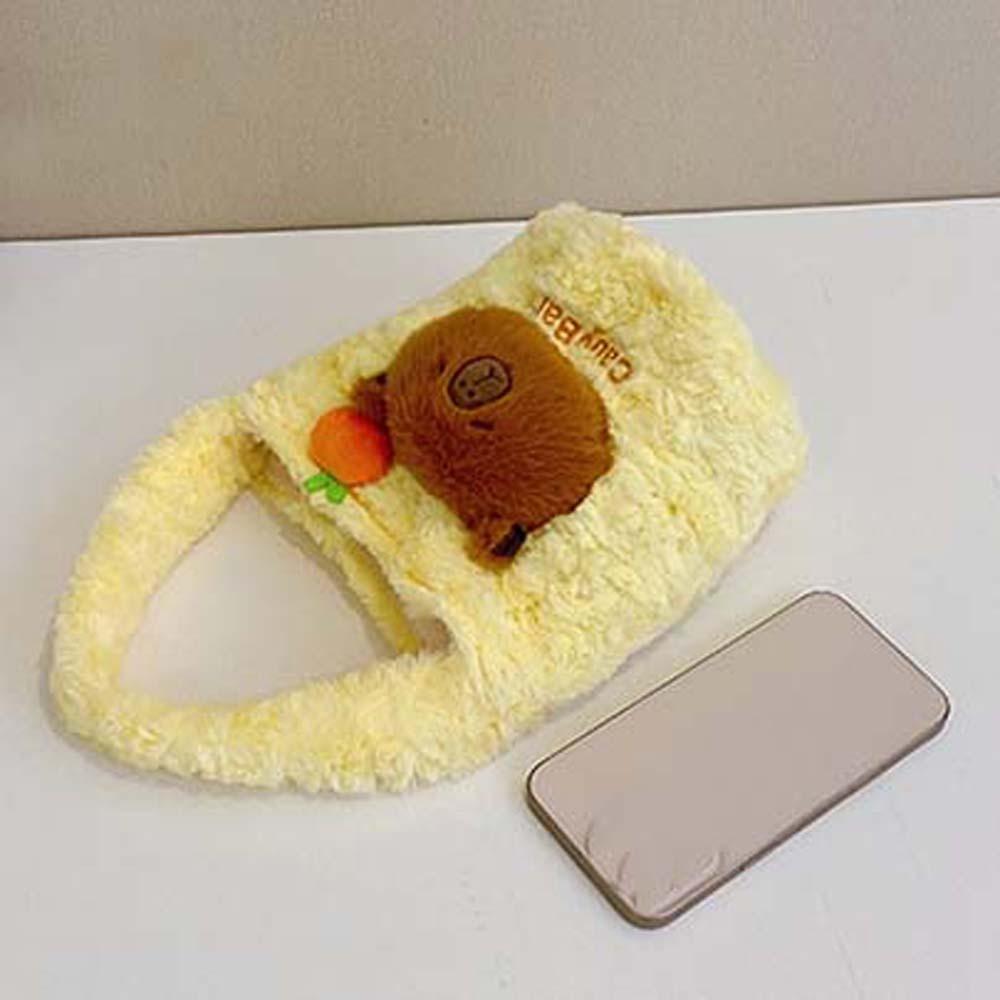 Large Capacity Furry Handbag Plush Cartoon Storage Bag Candy Pouch Capybara Bucket Bag  Shopping