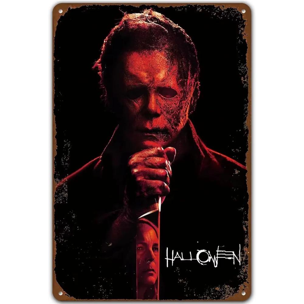 Kovové nástěnné umění Halloweenská hororová dekorace 20x30cm Domácí Jeskynní Muž Filmová cedule
