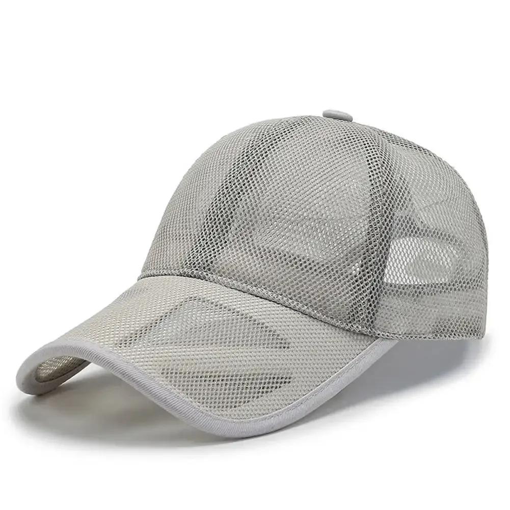 Chapeau de pêche pour homme Été Casquette de baseball entièrement en maille Unisexe Casquette de camionneur Casquettes de camionneur Séchage rapide Chapeau de golf pour la course à pied Casquette snapback réglable
