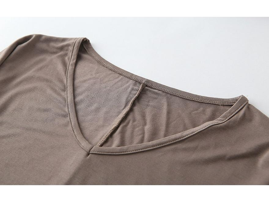 V-Neck Batwing Sleeve Women's Casual Solid T-Shirt - Spring/Summer Korean Plus Size