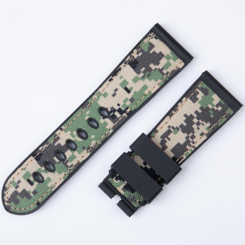 

26-22мм Полотняний Гумовий Браслет Ремінці для Годинників Камуфляжний Ремінець для Годинника для Брендів Garmin Diesel JEEP Panerai Luminor Diesel Наручний Ремінець Бренд 24mm