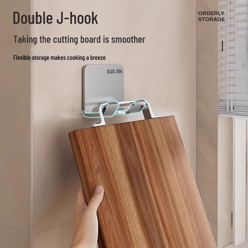 Newcomer Exclusive: Punch-Free Stainless Steel Adhesive Hook for Cutting Boards