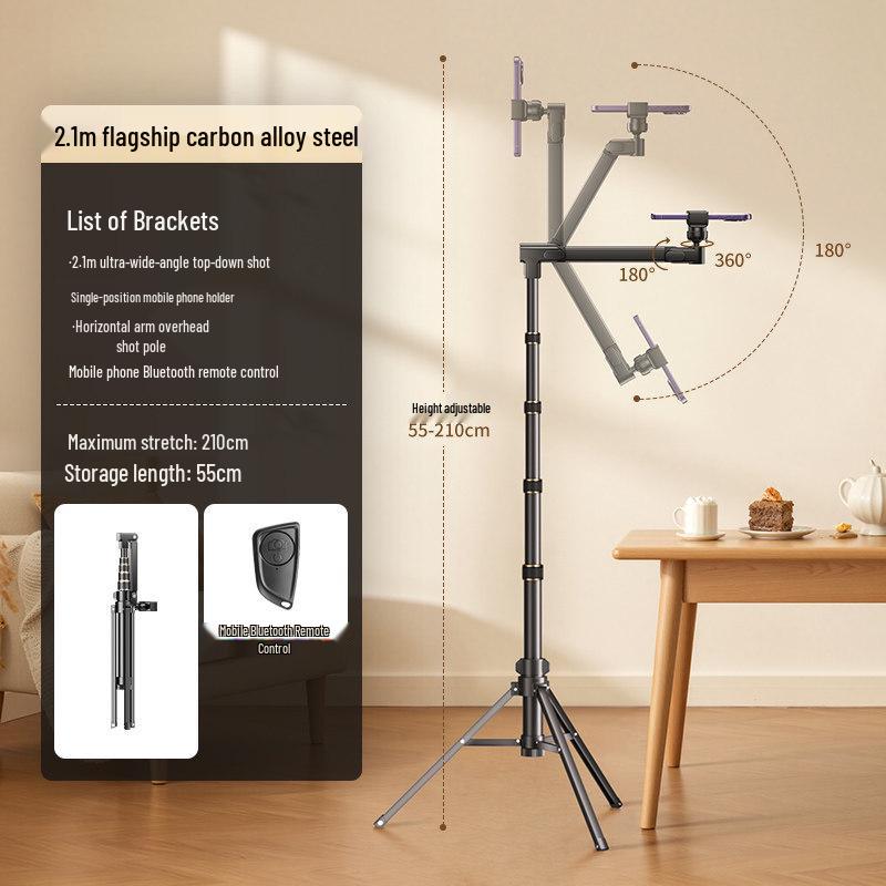 2026 Multi-functional Phone Holder Floor Tripod for Live Streaming and Outdoor Top-down Shooting