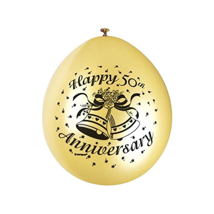 Unique Party Happy 50th Anniversary Latex Balloon (Pack of 10)